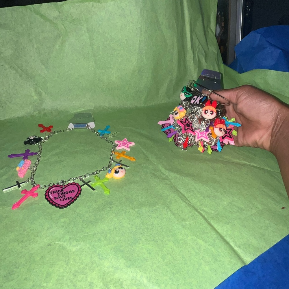 Colorful Cartoon Charm Necklace and Bracelet Set